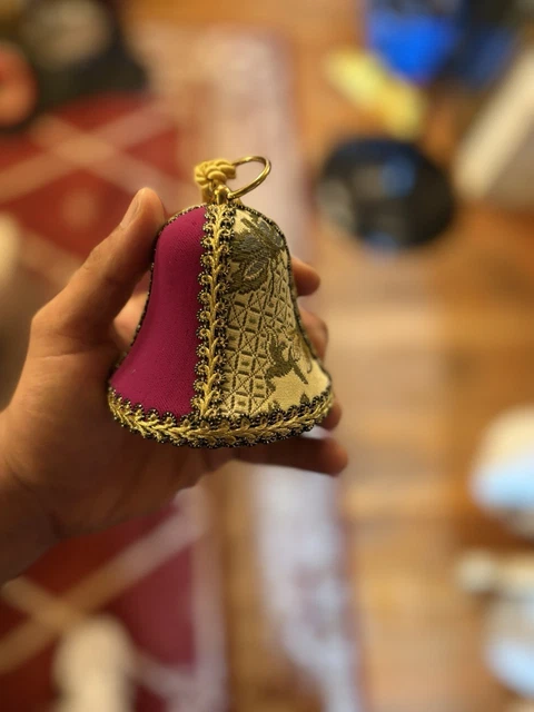 VINTAGE REUGE SWISS Musical Movement Red Velvet Gold Trim Bell
