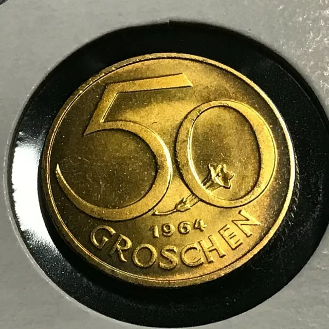 1964 Austria 50 Groschen  Brilliant Uncirculated Coin