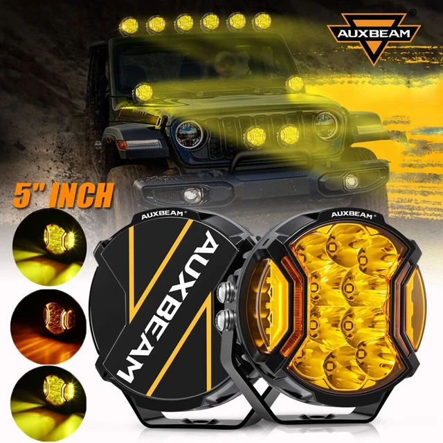 2x 5-Inch LED Side Shooter Pod Lights – Spot/Flood Combo With DRL Amber Driving Lights