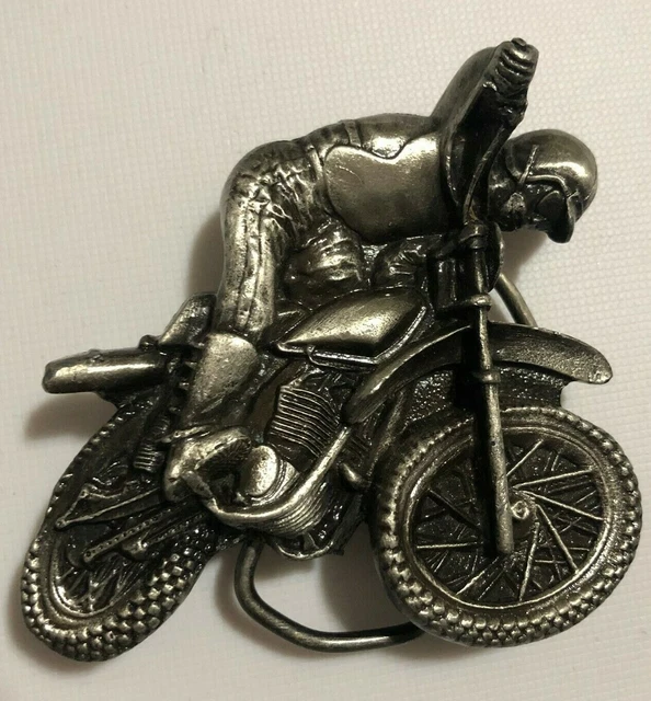 Vintage Bergamot Brass Works Dirt Bike Motorcross Metal Belt Buckle 3D W-38 Vintage Bergamot Brass Works Dirt Bike Motorcross Metal Belt Buckle 3D W-38