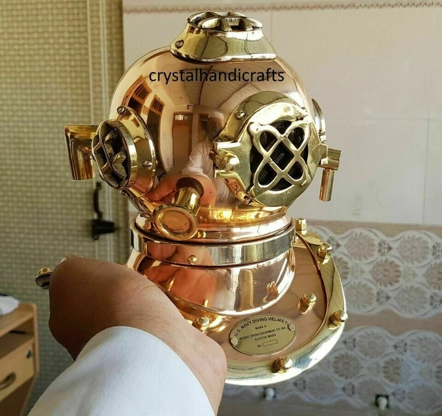 Mini Tauchhelm Boston Morse US Navy | Antiker Taucherhelm Messing | 15,2cm Deko Objekt