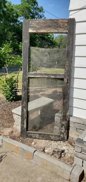Antique Wooden Screen Exterior Door Cottage Farmhouse 76" x 31"