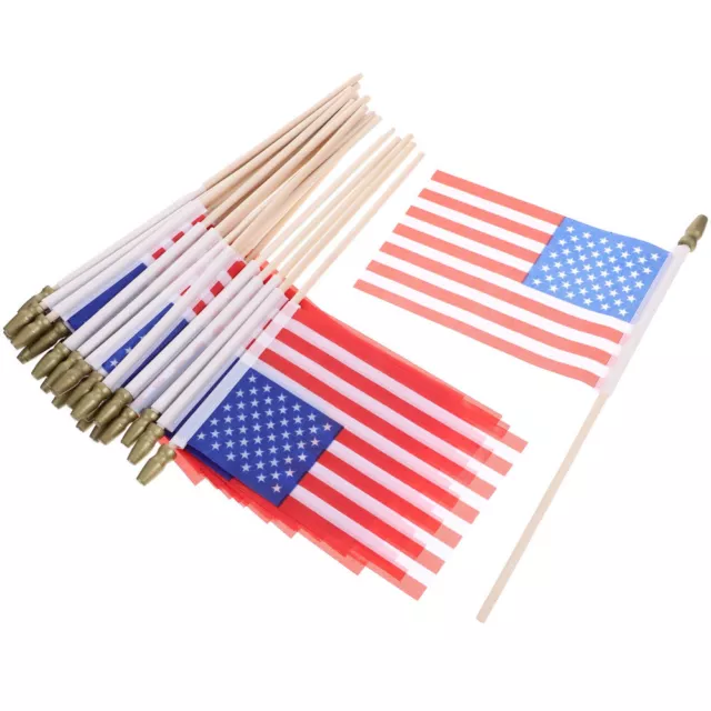 40 Small US Flags on Stick 4x6" Mini Hand Held Bulk 4th of July