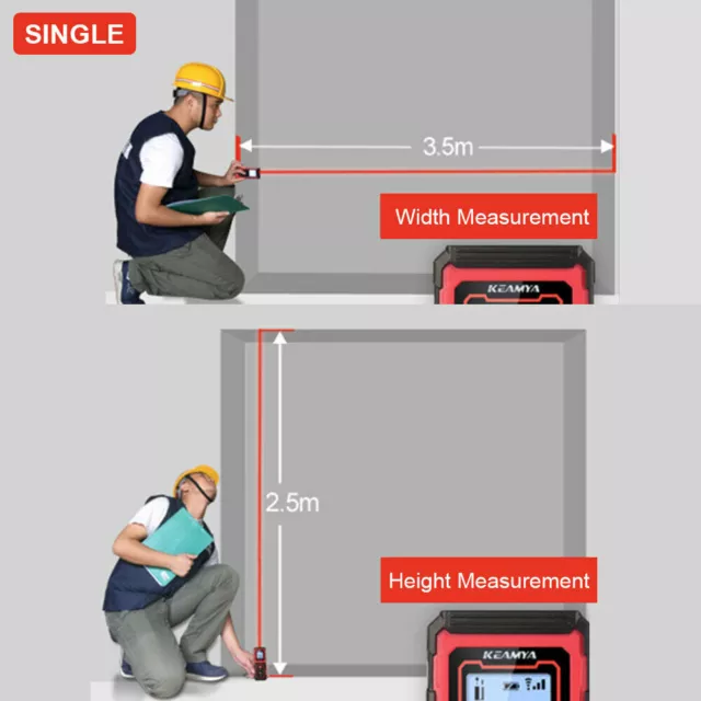 KEAMYA 40m Laser Distance Measurer Meter Range Finder Area Volume Digital 3