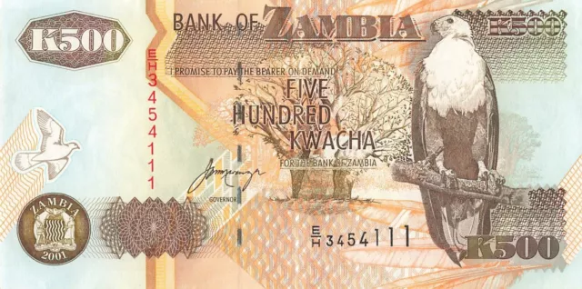 Zambia 500 Kwacha 2001 AU