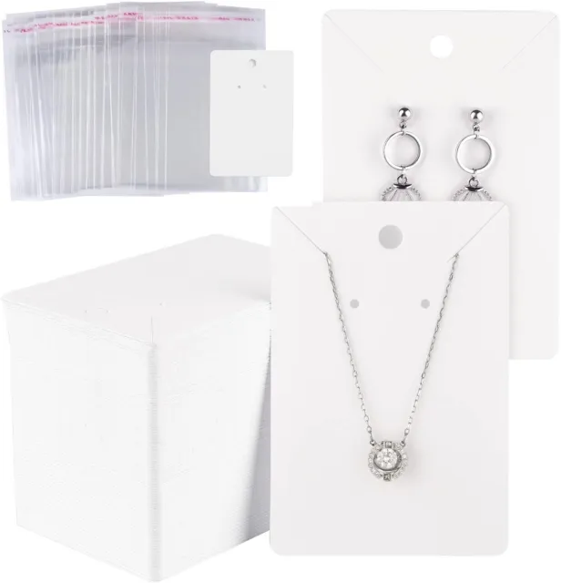 150 Set Earring Holder Cards Necklace Display Cards Bags Selling Diy Ear Studs