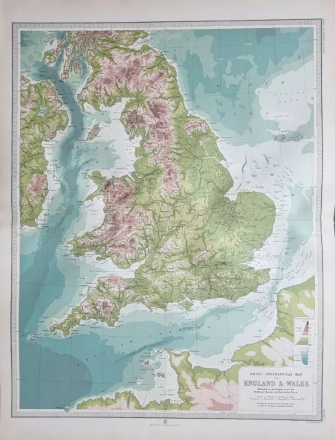 1903 Old Map England & Wales Brecon Beacons Shropshire Hills
