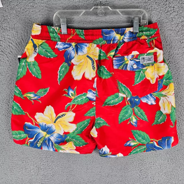 New Mens Polo Ralph Lauren Floral Hawaiian Red Swim Wear Trunks Pony Large $95 2