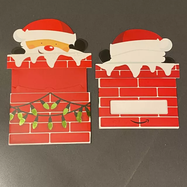 2x Amazon Santa Gift Card Voucher Code Holder Red Christmas Sleeve Xmas EMPTY