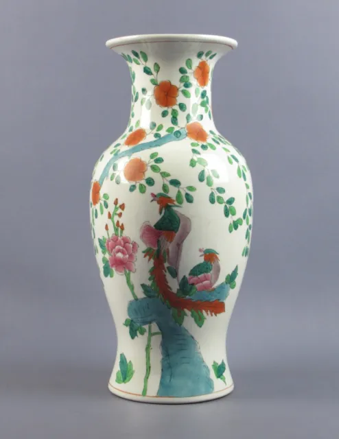 Vase Östlich Keramik Malerei Blumen E Vögel Verzierung Vintage Jahre ‘70