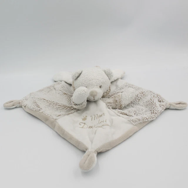 Doudou plat ours déguisé en lapin blanc gris marron Mon doudou SIMBA TOYS - 2646