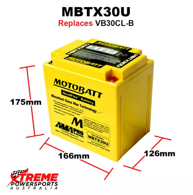 Motobatt 12V 290CCA 32AH MBTX30U Laverda 1000 RGS CORSA 1983-1985 AGM Battery 3