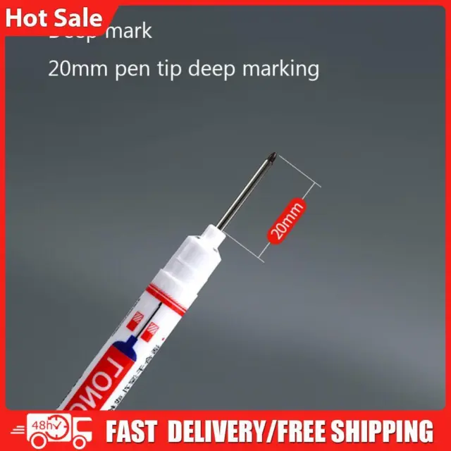 Long Head Marker Woodworking Multi-purpose Deep Hole Marker Pen (Black)