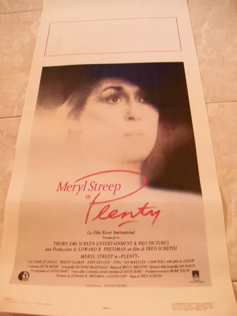 LOCANDINA FILM  PLENTY  CON MERYL STREEP  1985  DIM CM 70 x 33