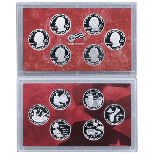 2009 S Proof Territories Quarter Set 90% Silver No Box or COA 6 Coins US Mint