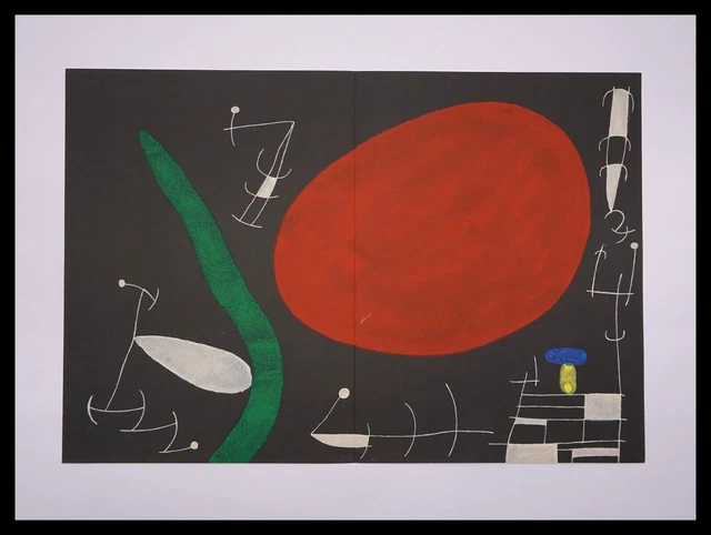 Lithographie Originale Joan Miró - Oiseau Solaire, Lunaire Et Étincelles - 1967 - 38x28 Cm