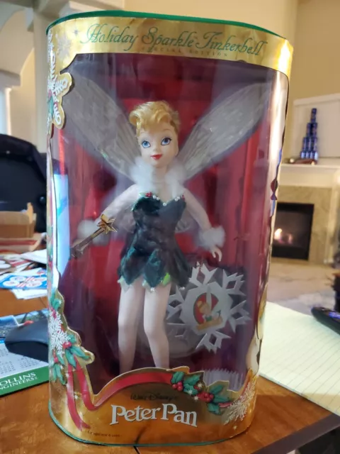 DISNEY PETER PAN Holiday Sparkle Tinkerbell 1999 Barbie Doll Mattel ...