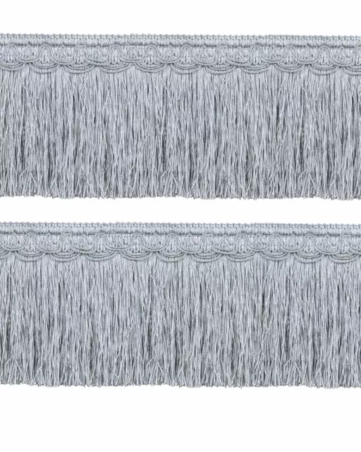 Bullion Fringe on Fancy Braid - French Silver Blue 130mm Price is for 5 metres