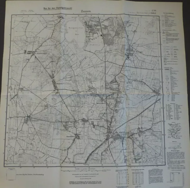 Landkarte Meßtischblatt 3746 Zossen, Dabendorf, Rangsdorf, Glienick, 1937