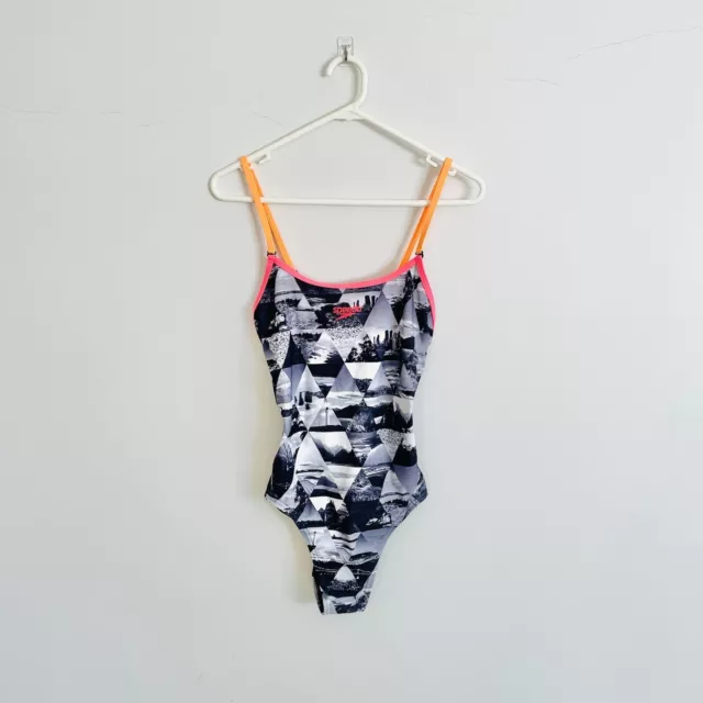 Speedo Endurance+ Womens Swimsuit Bathers One Piece Black Print Size 10