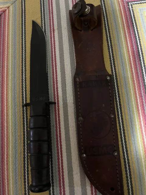 " Usmc  Ka-Bar Olean Ny " Knife W/ Scabbard