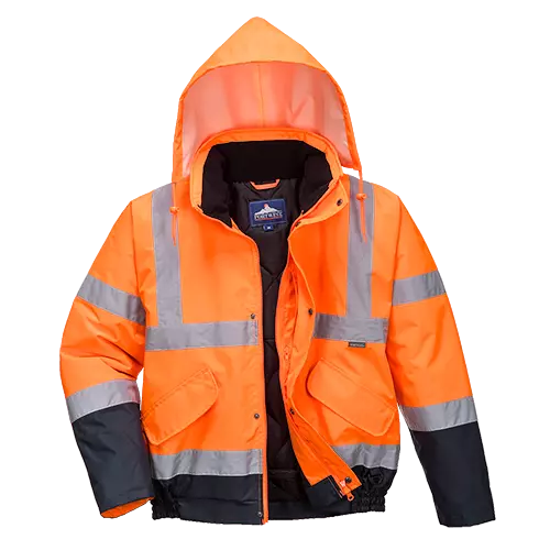 Waterproof Hi-Vis 2-Tone Padded Bomber Jacket RIS 3279 Portwest S266