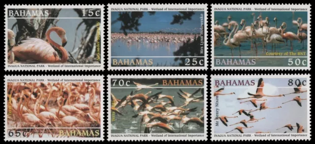 (V1160) BAHAMAS :2003 Wetlands : Inagua National Park Flamingoes set MNH BIRDS