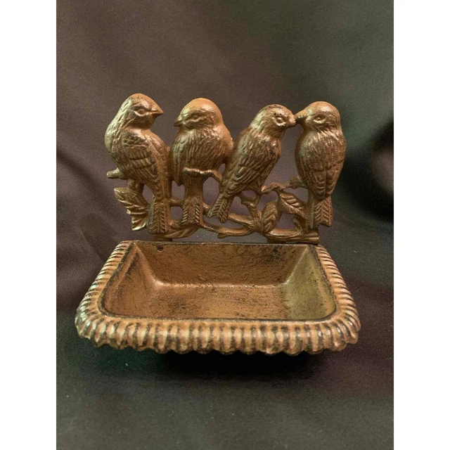 Rusty Cast Iron Wall Mount Bird Feeder Birdbath Soap Dish Rustic Patio Decor