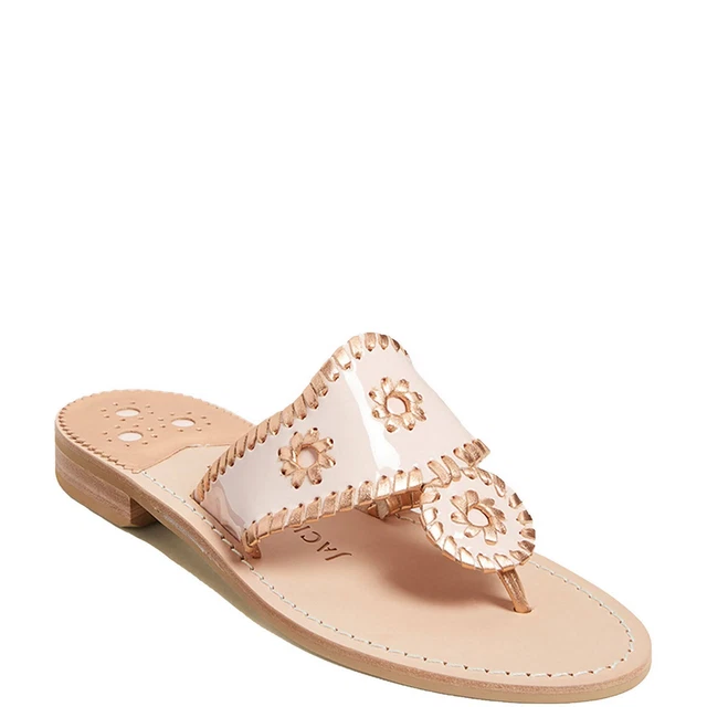 Jack Rogers Womens Sandals Flat Leather Slip On Whipstitch Rondelle Tan 10M