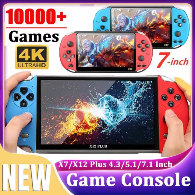 X12 Plus Game Consoles 7" 16GB Retro Handheld Portable 10000 Games Video Console