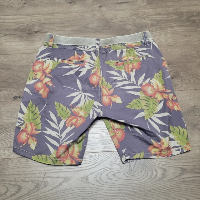 Jet Lag Men Shorts 32 Multicolor Cotton Blend Flat Front Floral Print Casual