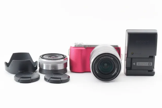 Sony Alpha NEX-C3 16,2 MP Digitalkamera – Pink Kit mit 2 Objektiven [Exc++]...