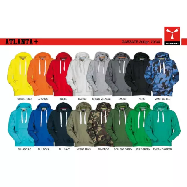 FELPA MANICA REGLAN ATLANTA PAYPER uomo con cappuccio garzata 300gr EUR 37 03 PicClick IT