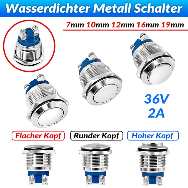 Pulsador Interruptor Botón Hupe Switch 12V - 250V / 3A 16mm