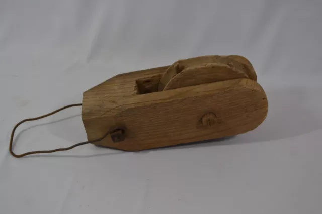 Poulie de bateau ancienne en bois 19ème siècle