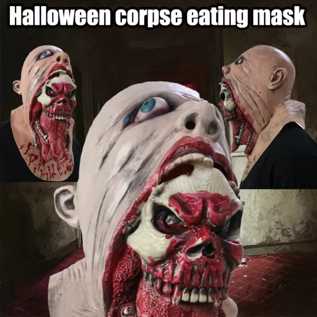 Halloween Scary Clown Maske Latex Cosplay Kostüm Zubehör Schädel Hut Horror.