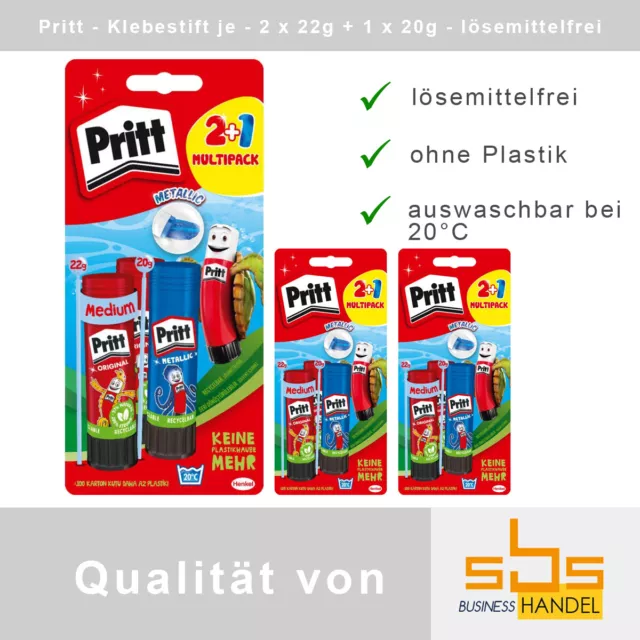 Palillo de Pegamento 3X Multipack Prittstick 2+1 Pack Ahorro - Sin Plástico- &