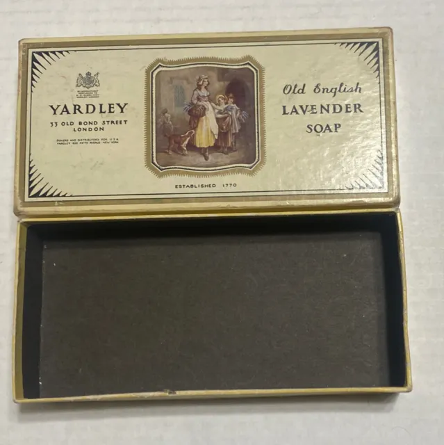 Vintage Yardley Old English Lavender 4 Bar Soap Box No Soap Included Empty 7 1/4