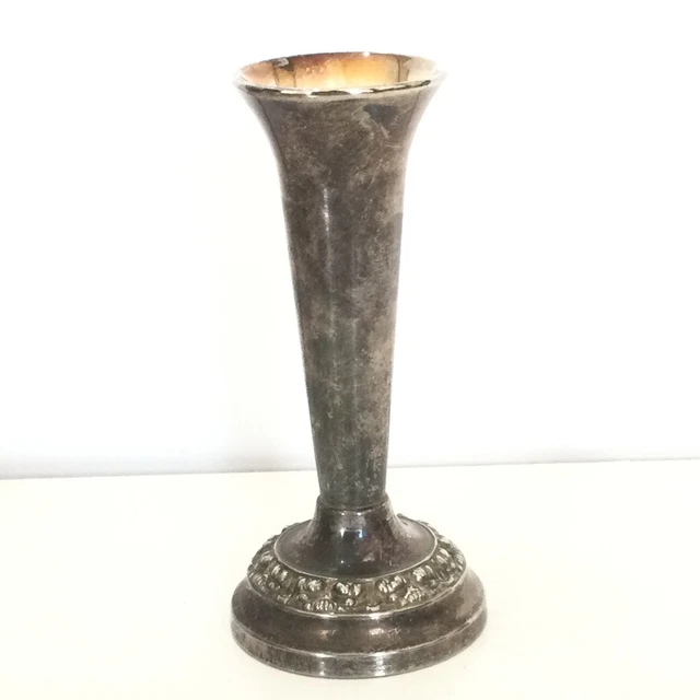 Vaso o portacandele vintage placcato argento Lanthe anni '40