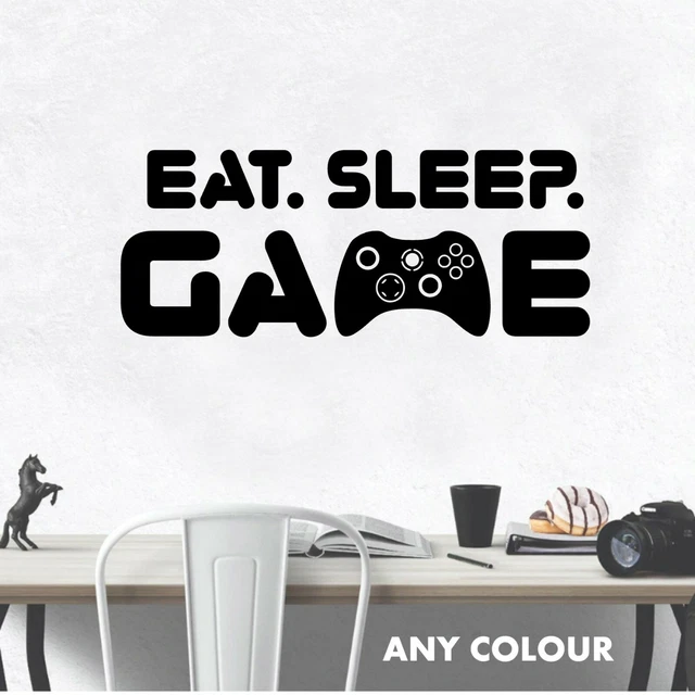 Eat Sleep Game Repeat Wall Sticker Gamer Art Decals Stickers Bedroom Vinyl