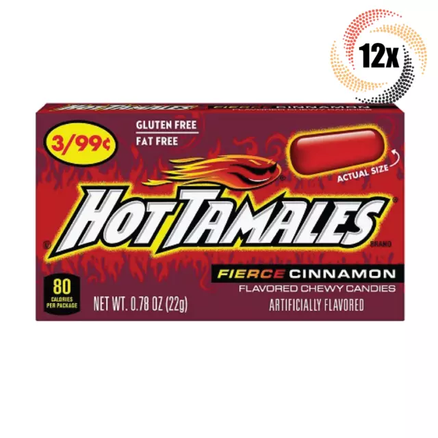 12x Packs Hot Tamales Fierce Cinnamon Flavored Gluten Free Chewy Candies | .78oz