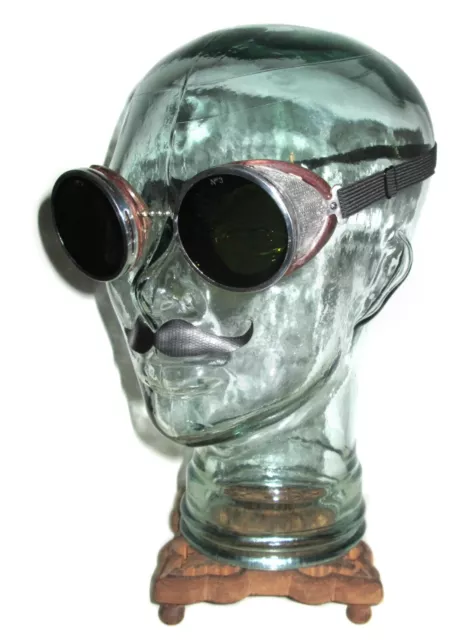 Antique American Optical Duralite Goggles Vtg AO Bakelite Metal Safety Glasses