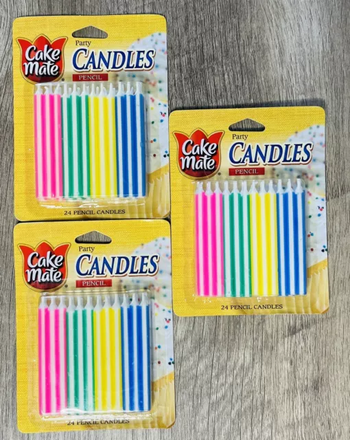 3 Nuevas en caja Velas Lápiz Pastel Mate Fiesta 24 X 3 Paquetes 72 Velas Total