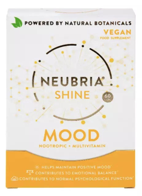 Neubria Shine Humeur Nootropic Cerveau Mind Multivitamine Végétalien 60 Capsules