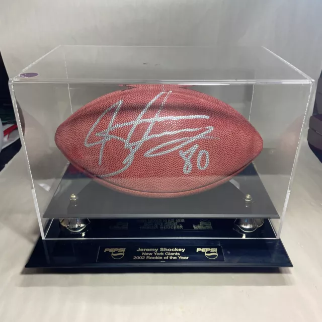 Jeremy Shockey New York Giants Signed NFL Wilson Football w/ Display