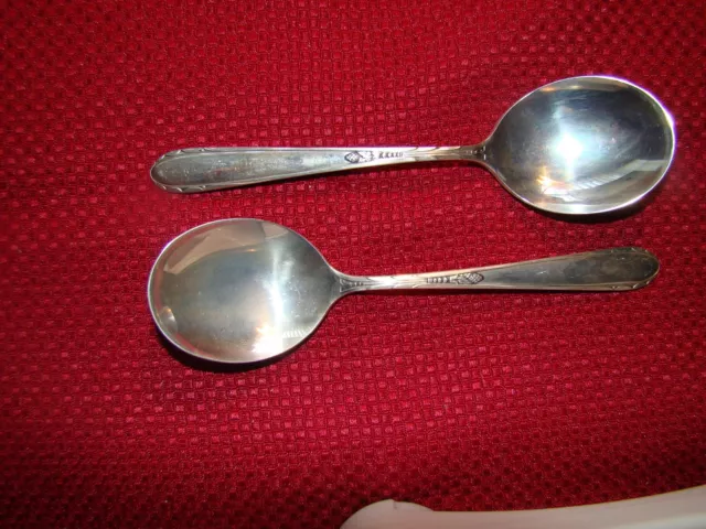 Lot Of 2 Oneida Sterling Silver Heiress Cream Soup Spoons No Monogram