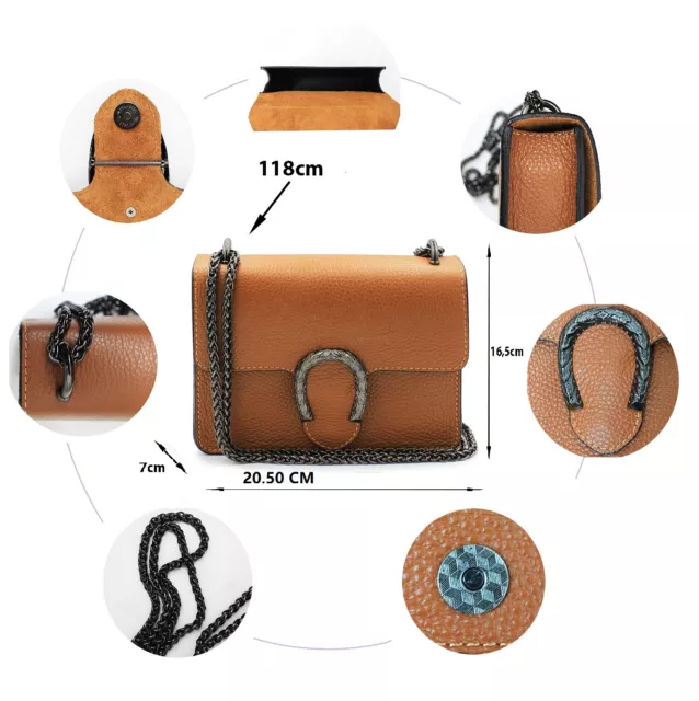 Glamexx24 Genuine Leder Clutch Tasche Evening Bag Chain Handtasche Made in Italy 2