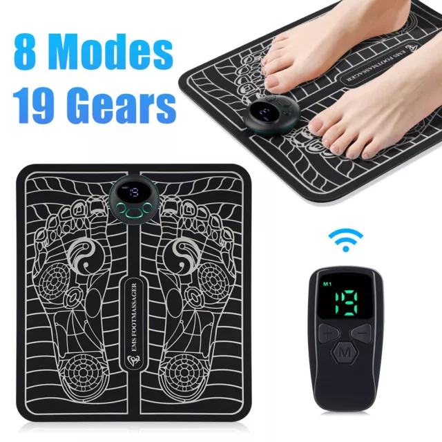 19 LEVEL EMS Electric Foot Massager Pad Blood Circulation Muscle ...