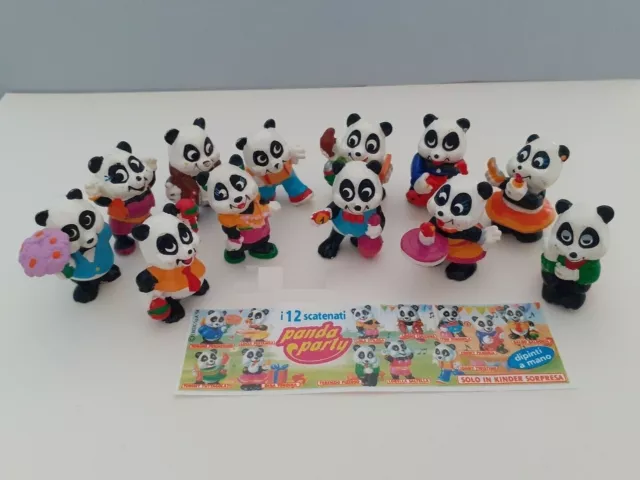 Kinder Ferrero Surprise Complete Serie Panda Party +1 Bande Papier Vintage Rar