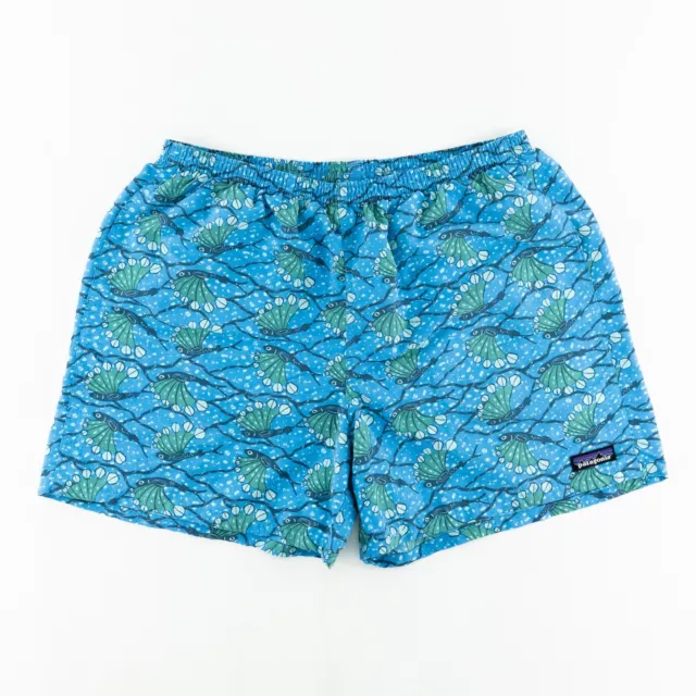 Patagonia Mens Large 4" Inseam Baggies Shorts Lined Hexy Fish Radar Blue Flying Patagonia Mens Large 4" Inseam Baggies Shorts Lined Hexy Fish Radar Blue Flying